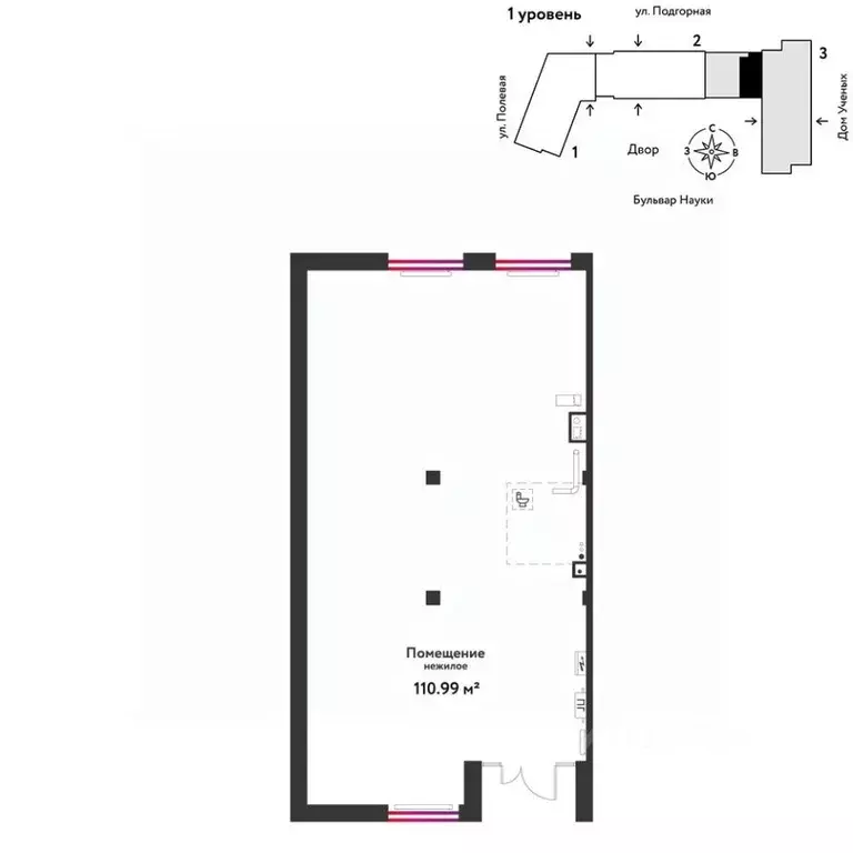 Торговая площадь в Тюменская область, Тюмень Подгорная ул., 73 (111 м) - Фото 1