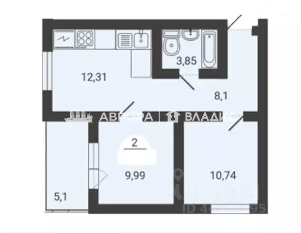 2-к кв. Челябинская область, Магнитогорск ул. Зеленый Лог, 67/2 (47.52 ... - Фото 2