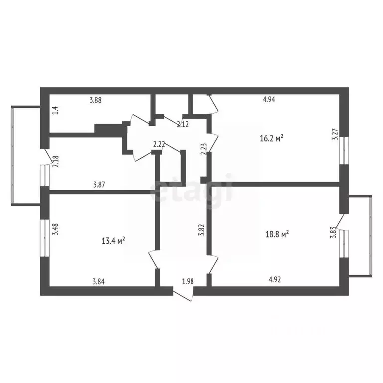 3-к кв. Коми, Ухта Первомайская ул., 6А (72.8 м) - Фото 1