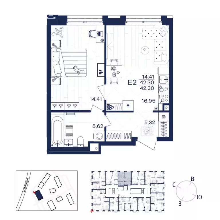 1-к кв. Тульская область, Тула  (42.3 м) - Фото 1