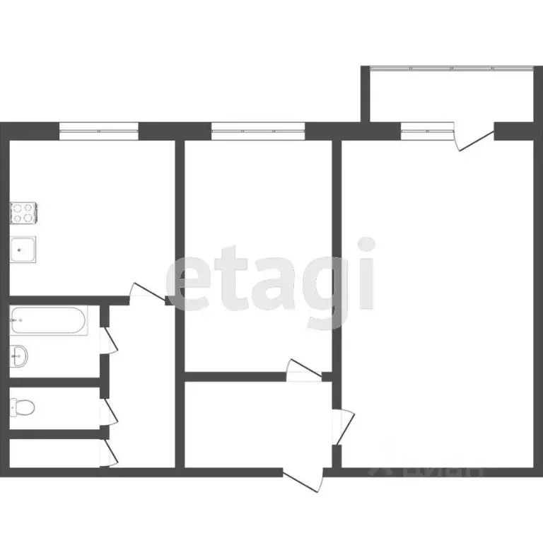 2-к кв. Томская область, Томск ул. Говорова, 50 (59.0 м) - Фото 2