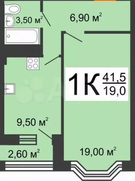 1-к. квартира, 41,5 м, 5/10 эт. - Фото 0