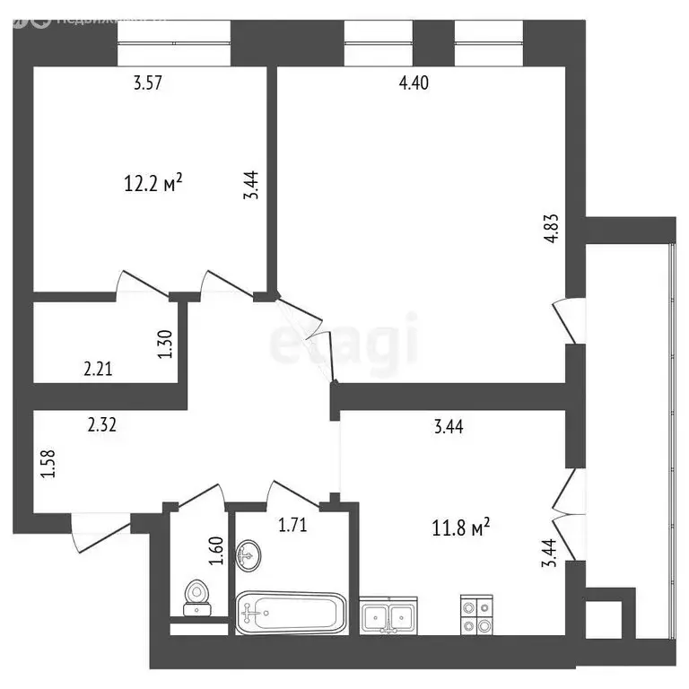 2-комнатная квартира: Калуга, Хорошая улица, 7 (62.8 м) - Фото 1