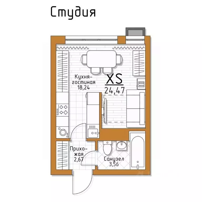 1-к кв. Тульская область, Тула  (24.47 м) - Фото 1
