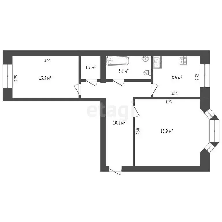 2-комнатная квартира: Новый Уренгой, район Северная Жилая Часть, ... - Фото 1