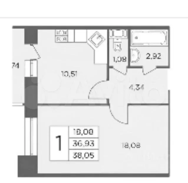 1-к. квартира, 40 м, 7/12 эт. - Фото 0