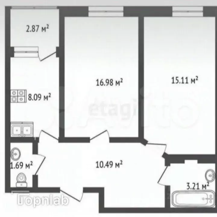 2-к кв. Ростовская область, Аксай ул. Менделеева, 53А (57.1 м) - Фото 2