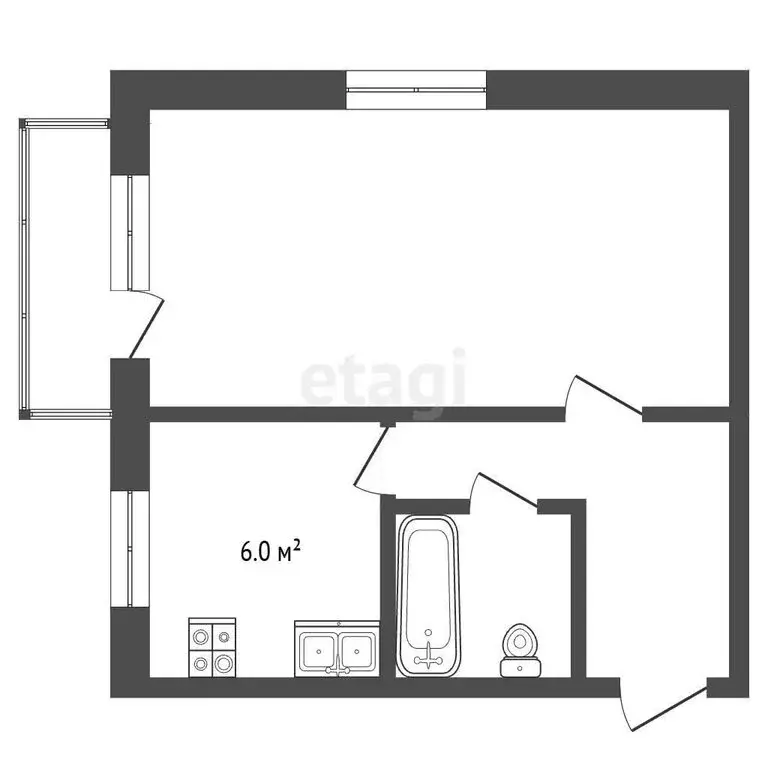 1-комнатная квартира: Лесной, улица Энгельса, 30 (30.3 м) - Фото 1