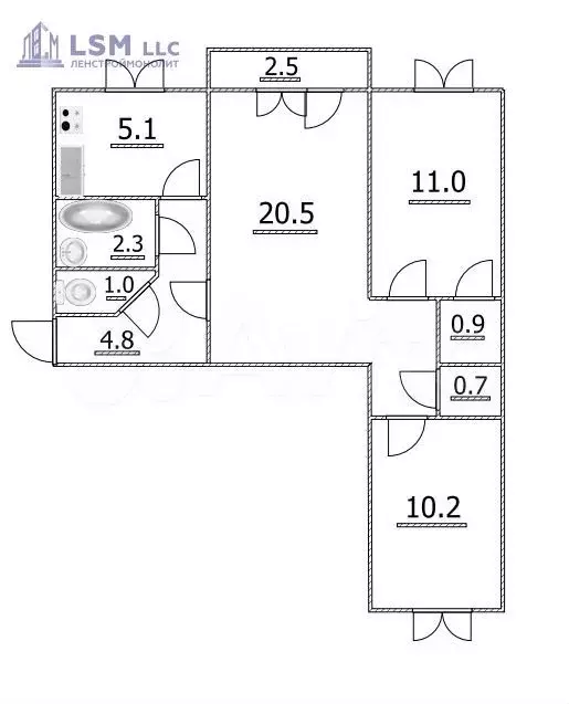 3-к. квартира, 56,7 м, 2/3 эт. - Фото 0