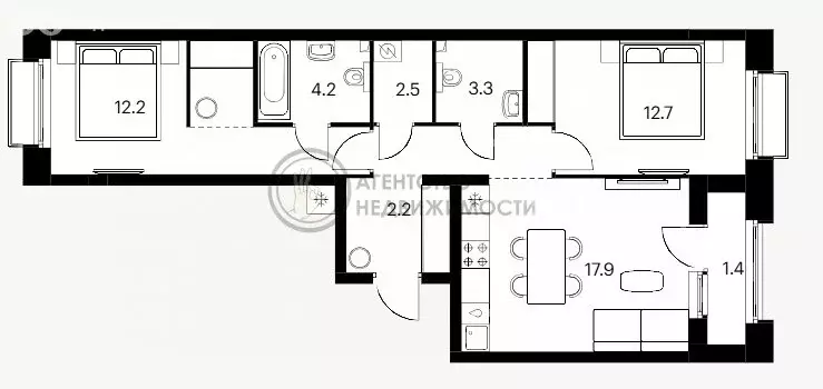 2-комнатная квартира: Казань, улица Журналистов, 1/16 (64.8 м) - Фото 1