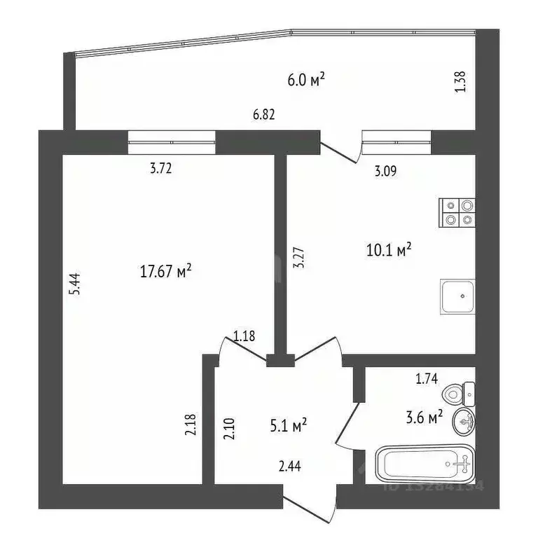 1-к кв. Вологодская область, Череповец Рыбинская ул., 54 (36.5 м) - Фото 1