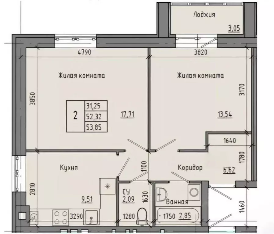 2-к кв. Волгоградская область, Волгоград ул. Иссы Плиева, 6Б (52.4 м) - Фото 2