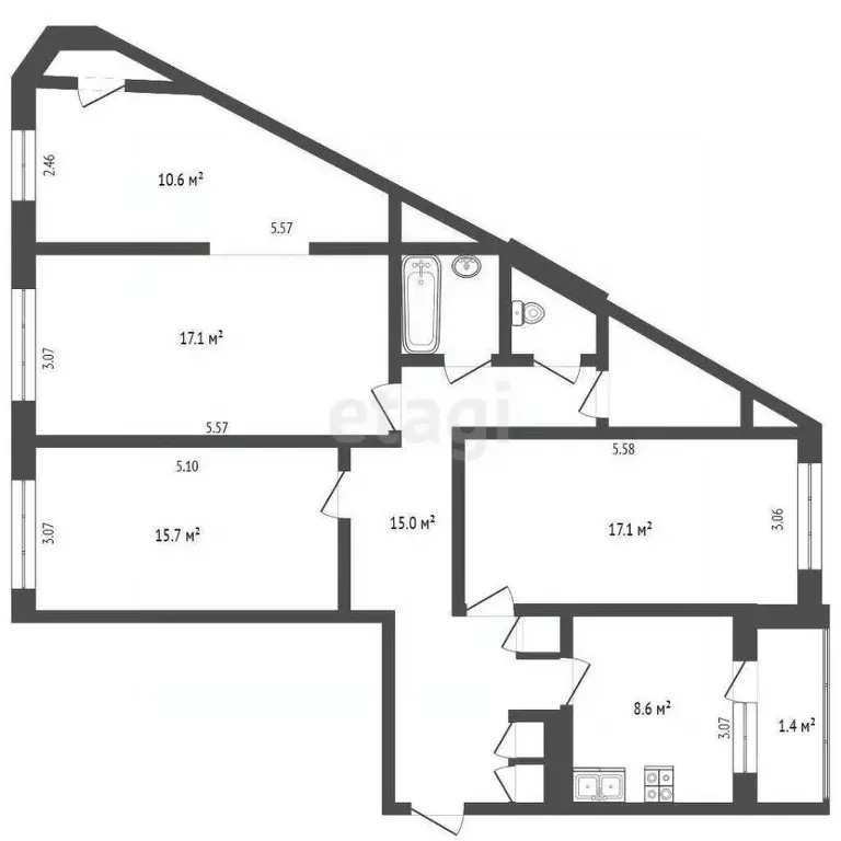 4-к кв. Псковская область, Псков Рижский просп., 66 (92.9 м) - Фото 1
