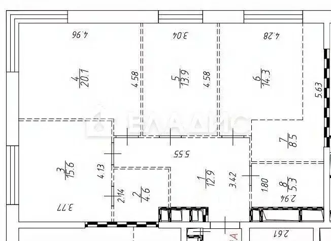 3-к кв. Москва Фестивальная ул., 15к6 (95.2 м) - Фото 1