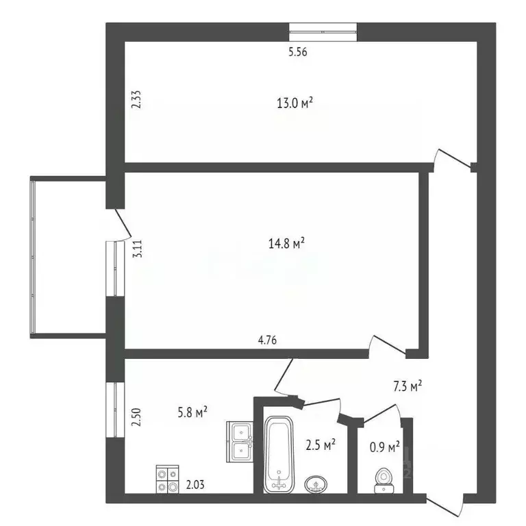 2-к кв. Севастополь ул. Генерала Жидилова, 4 (44.3 м) - Фото 1