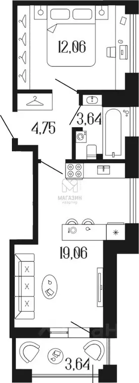 2-к кв. Санкт-Петербург ул. Коли Томчака (41.3 м) - Фото 1