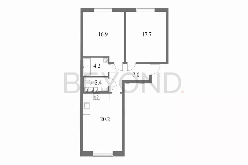 3-комнатная квартира: Санкт-Петербург, Петровский проспект, 9к2 (68.7 ... - Фото 1