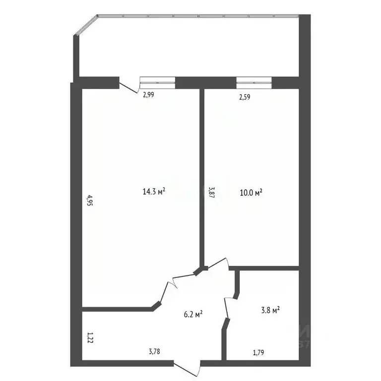 1-к кв. Амурская область, Благовещенск ул. Пушкина, 100 (34.3 м) - Фото 1