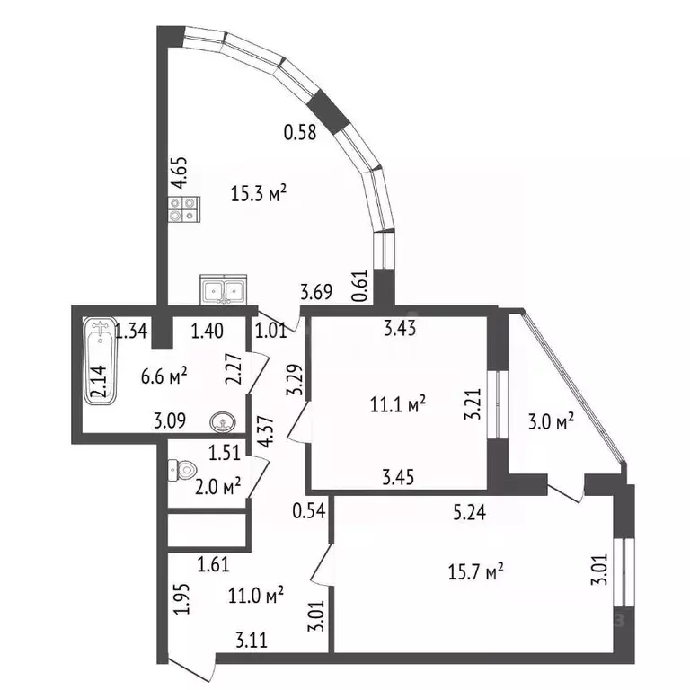2-к кв. Санкт-Петербург Усть-Славянка тер., ул. Заводская, 17 (61.4 м) - Фото 2