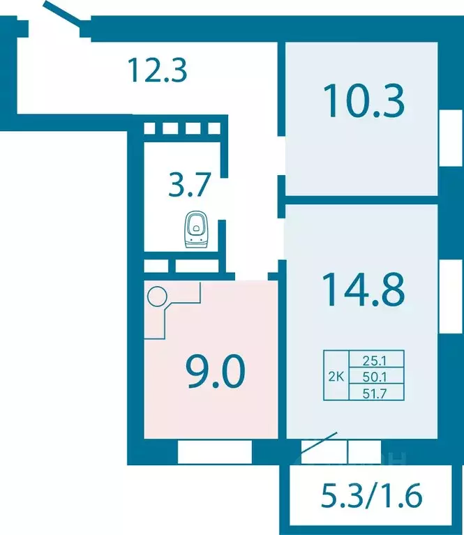 2-к кв. Красноярский край, Красноярск Ключевская ул., 67 (51.7 м) - Фото 0