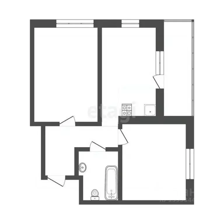 2-к кв. Тюменская область, Тюмень ул. Краснооктябрьская, 14к2 (46.6 м) - Фото 1