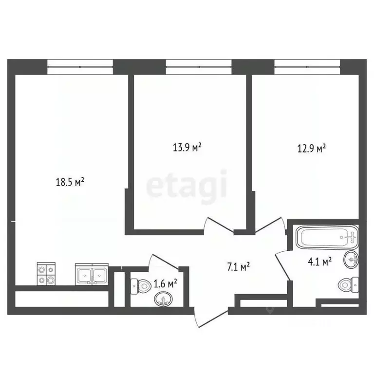 3-к кв. Москва, Москва, Московский г. ул. Лаптева, 7 (58.0 м) - Фото 2