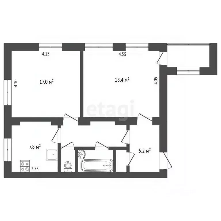 2-к кв. Орловская область, Орел Московская ул., 114 (58.7 м) - Фото 1