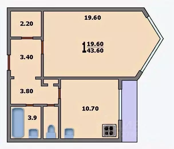 1-к кв. Москва ул. Барышиха, 15 (43.8 м) - Фото 2