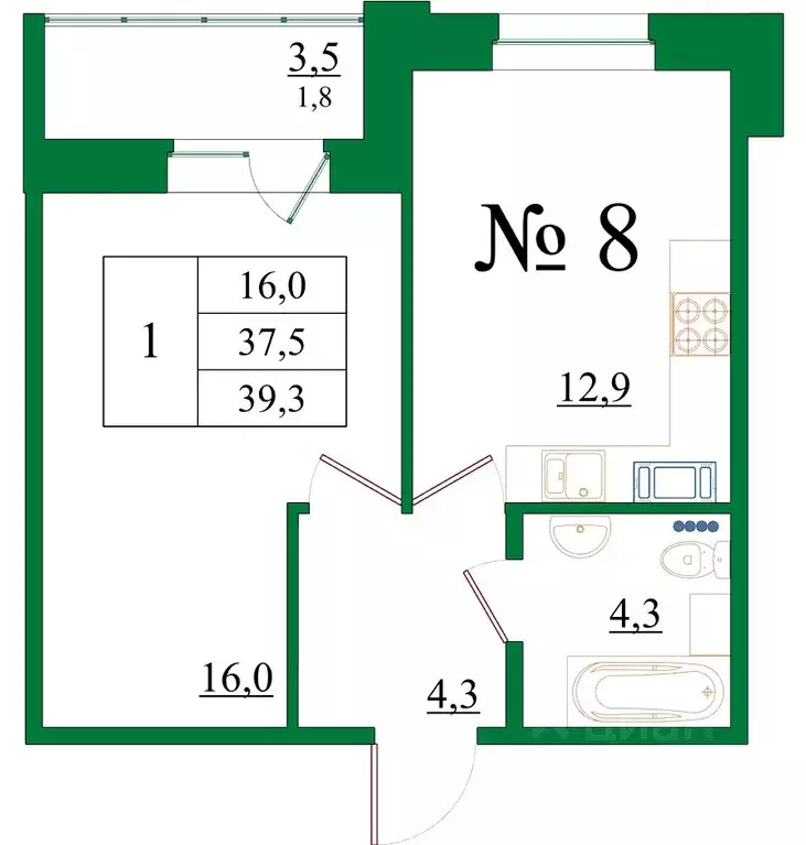 1-к кв. Ленинградская область, Гатчина Въезд мкр,  (39.3 м) - Фото 0