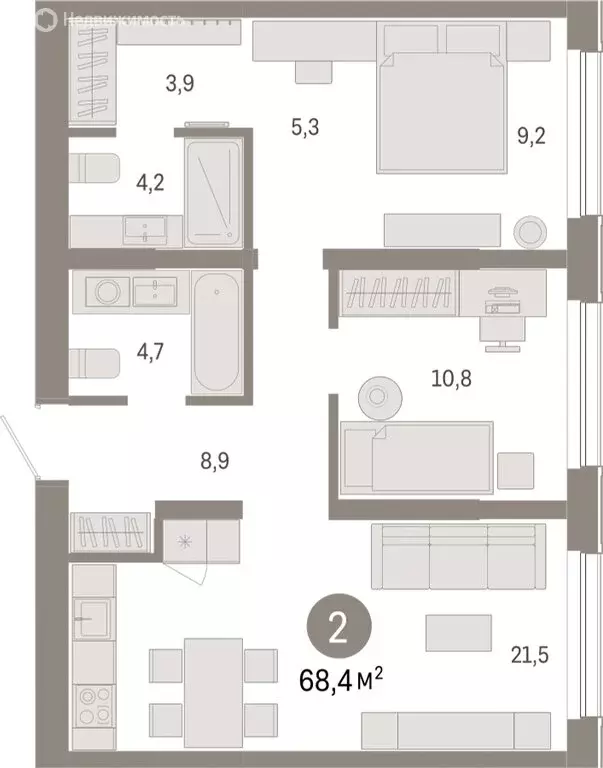 2-комнатная квартира: Новосибирск, Большевистская улица, с49 (68.42 м) - Фото 0