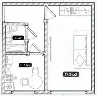 1-к кв. Омская область, Омск Городок Нефтяников мкр, ул. Волкова, 7 ... - Фото 2