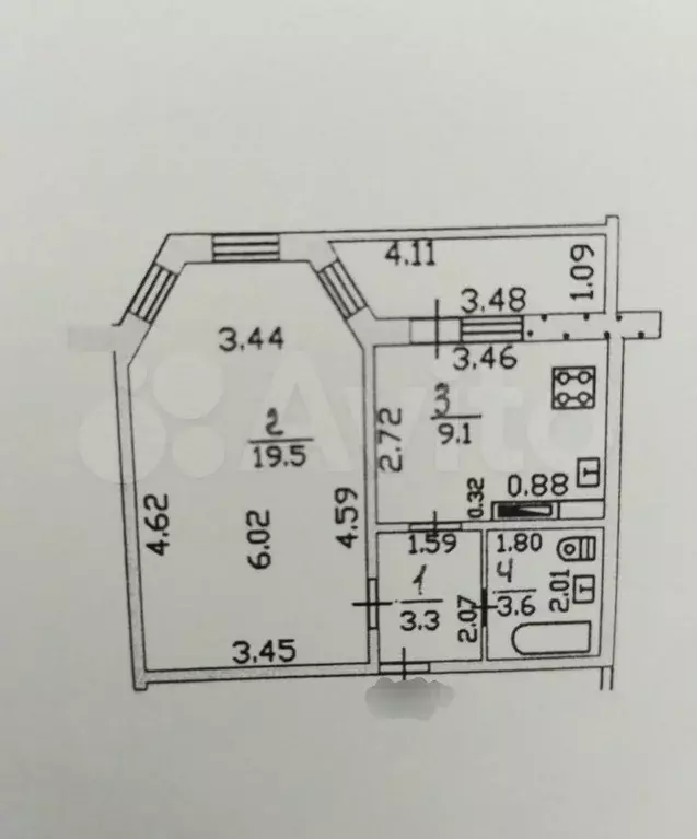 1-к. квартира, 35,5 м, 9/9 эт. - Фото 0