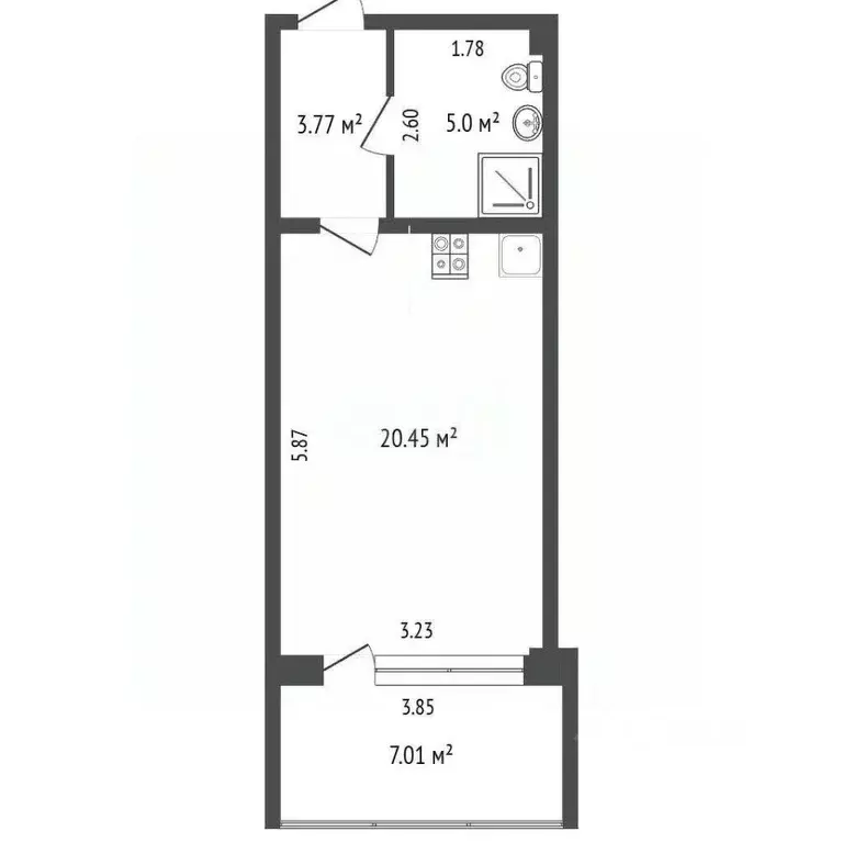 Студия Севастополь ул. Парковая, 7 (34.7 м) - Фото 2