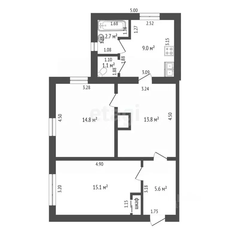3-к кв. Воронежская область, Борисоглебск ул. Терешковой, 25А (62.4 м) - Фото 1