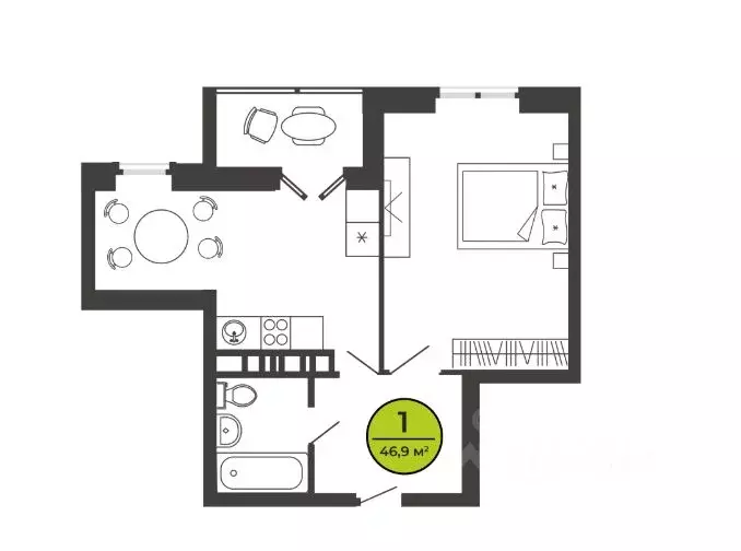 1-к кв. Брянская область, Брянский район, Свенское с/пос, пос. Свень ... - Фото 2