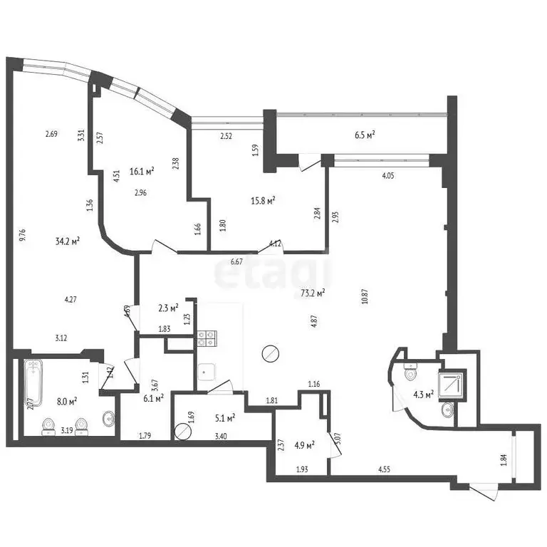 3-комнатная квартира: Тюмень, улица 8 Марта, 2 (170 м) - Фото 1