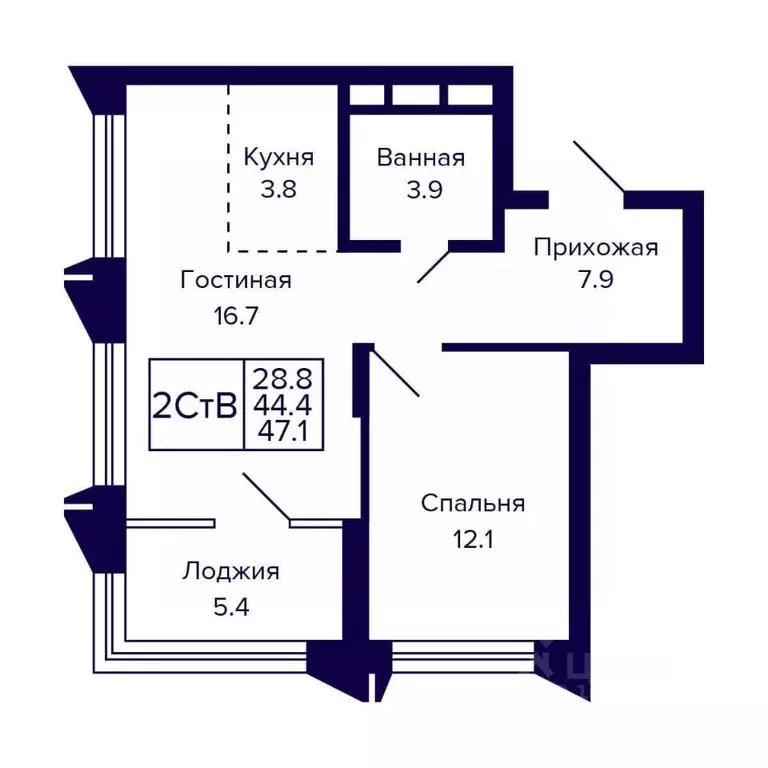 2-к кв. Новосибирская область, Новосибирск ул. Грибоедова (47.1 м) - Фото 0