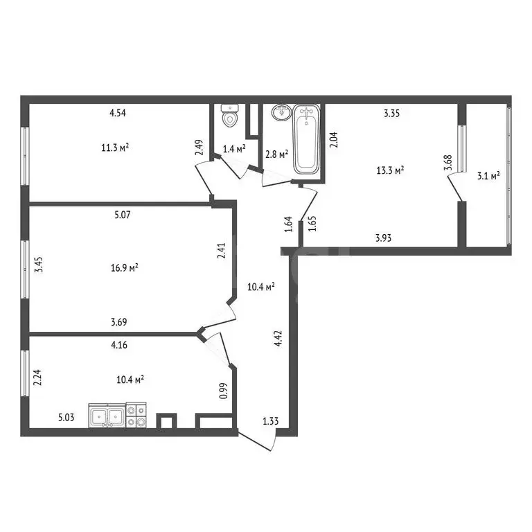 3-комнатная квартира: Петергоф, Ропшинское шоссе, 3к5 (66.5 м) - Фото 1
