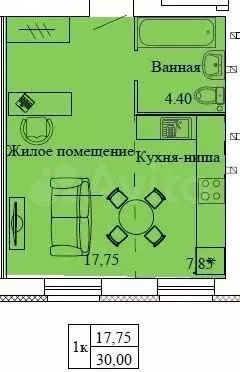 Квартира-студия, 30 м, 2/3 эт. - Фото 0