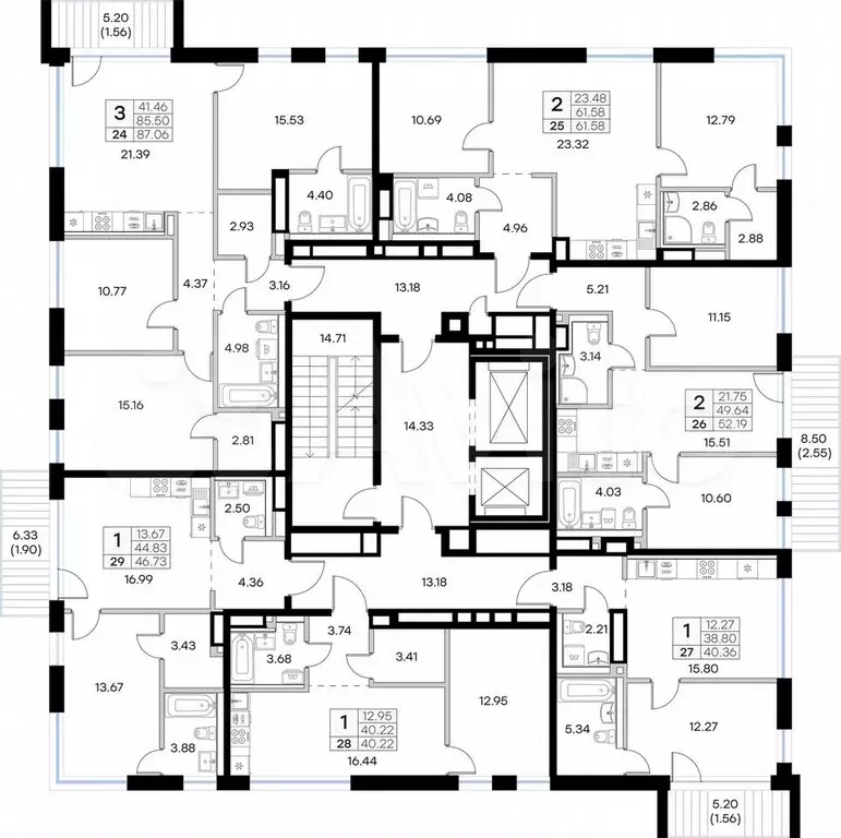 1-к. квартира, 40,4 м, 5/8 эт. - Фото 1