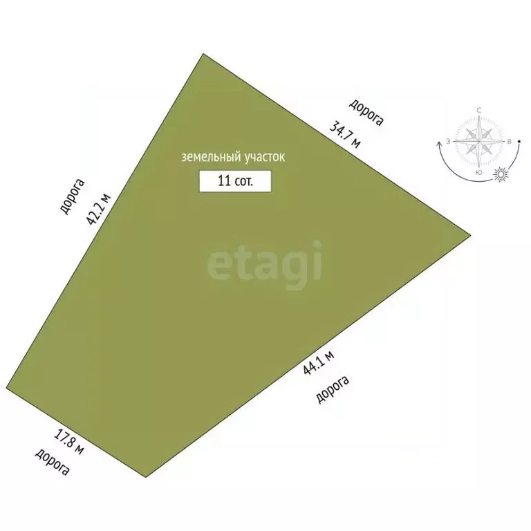 Участок в Оренбургская область, с. Курманаевка ул. Комсомольская (11.0 ... - Фото 1