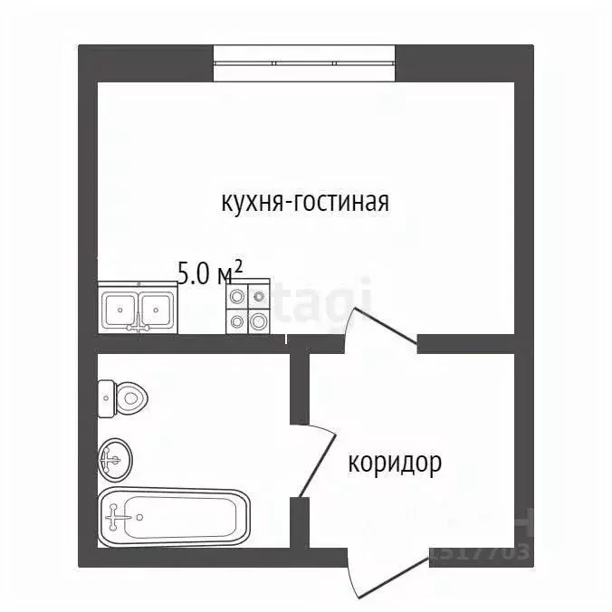 Студия Ямало-Ненецкий АО, Новый Уренгой Восточный мкр, 2/3 (25.2 м) - Фото 2