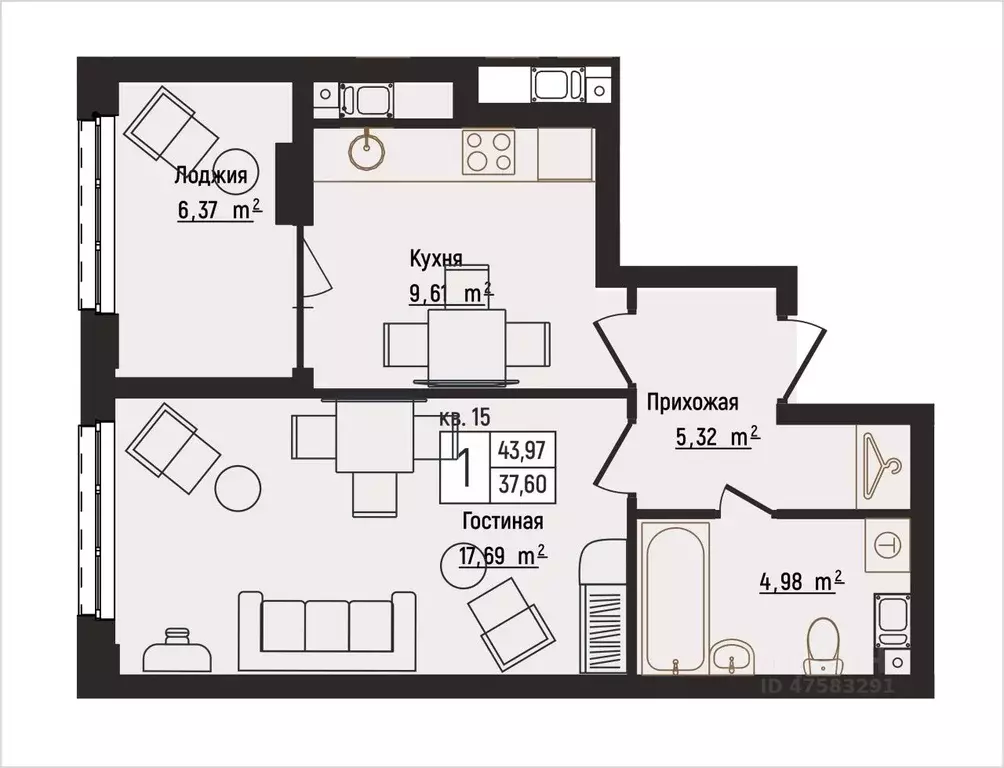 1-к кв. Нижегородская область, Нижний Новгород Литературная ул., 5 ... - Фото 1