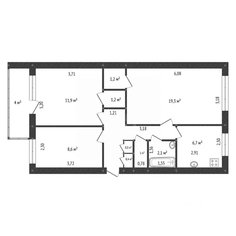 3-к кв. Башкортостан, Уфа ул. Карла Маркса, 40 (59.5 м) - Фото 2