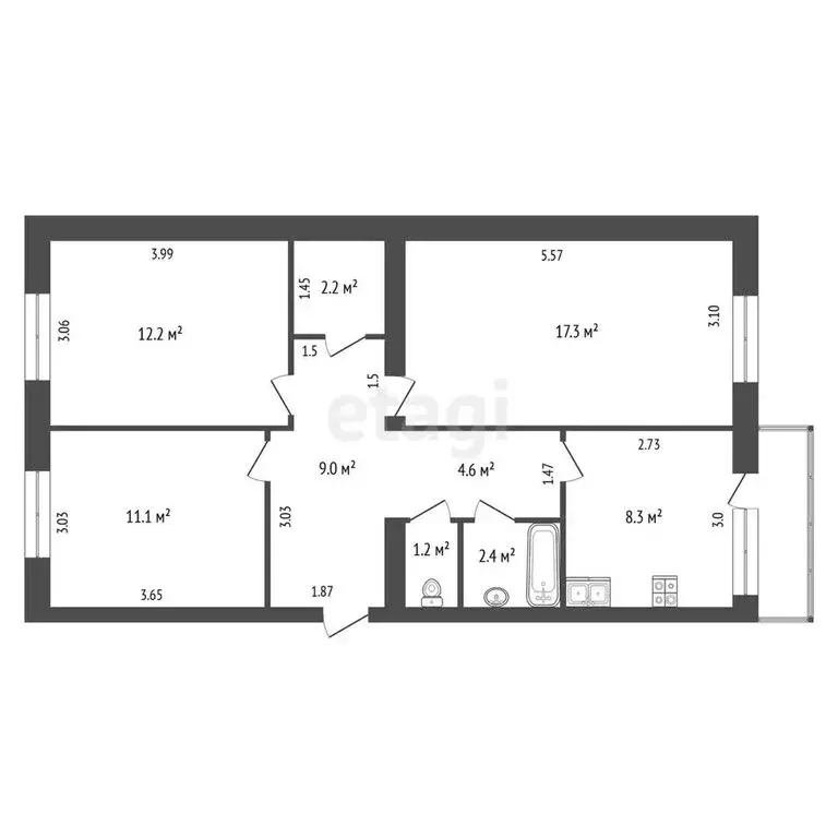 3-комнатная квартира: Якутск, Ленская улица, 18 (69.1 м) - Фото 0