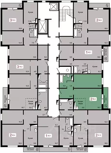 2-к кв. Красноярский край, Красноярск ул. Кутузова, 2 ст5 (56.3 м) - Фото 0