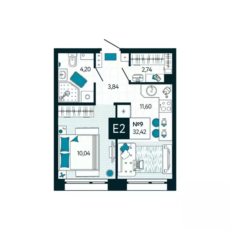 1-к кв. Тульская область, Тула ул. Чмутова, 158Д (32.42 м) - Фото 1