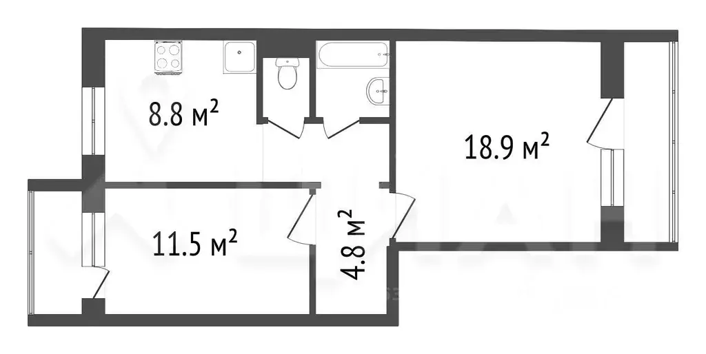 2-к кв. Красноярский край, Красноярск 9 Мая ул., 49 (56.0 м) - Фото 1