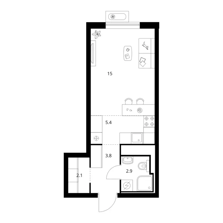 квартира-студия, 29.2 м - Фото 0