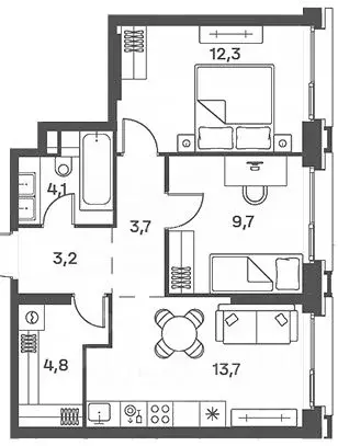 2-к кв. Москва Южнопортовая ул., 42 (51.5 м) - Фото 1